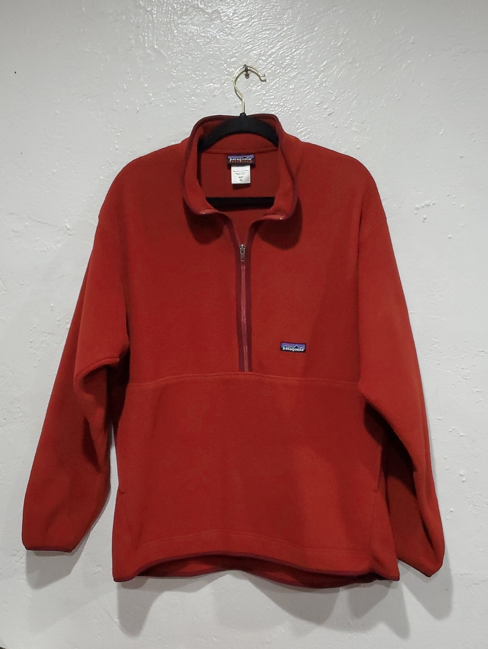 Vintage Patagonia Men’s Brick Red Quarter-Zip Fleece Pullover